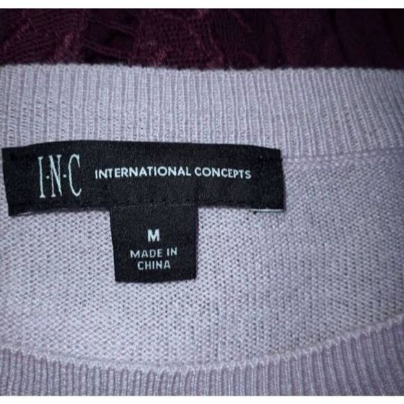 I.N.C. INTERNATIONAL CONCEPTS COLD ELBOW LAVENDER SWEATER ELBOW CUTOUT SZ.M EUC. - Picture 7 of 8